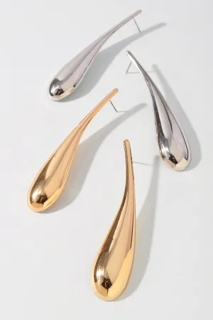 Metallic Teardrop Stud Earrings