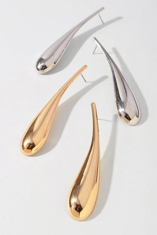 Metallic Teardrop Stud Earrings