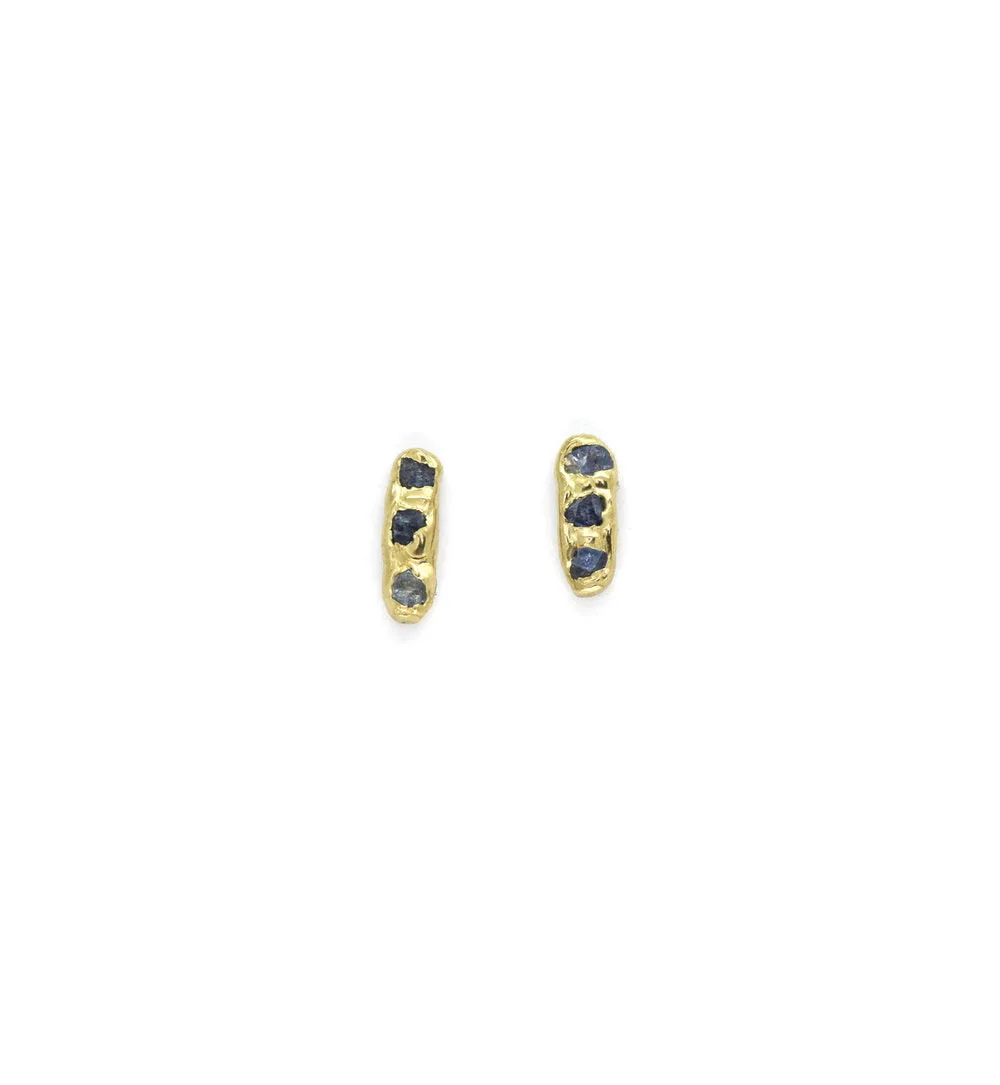 Mini Cobblestone Studs - Blue Sapphire