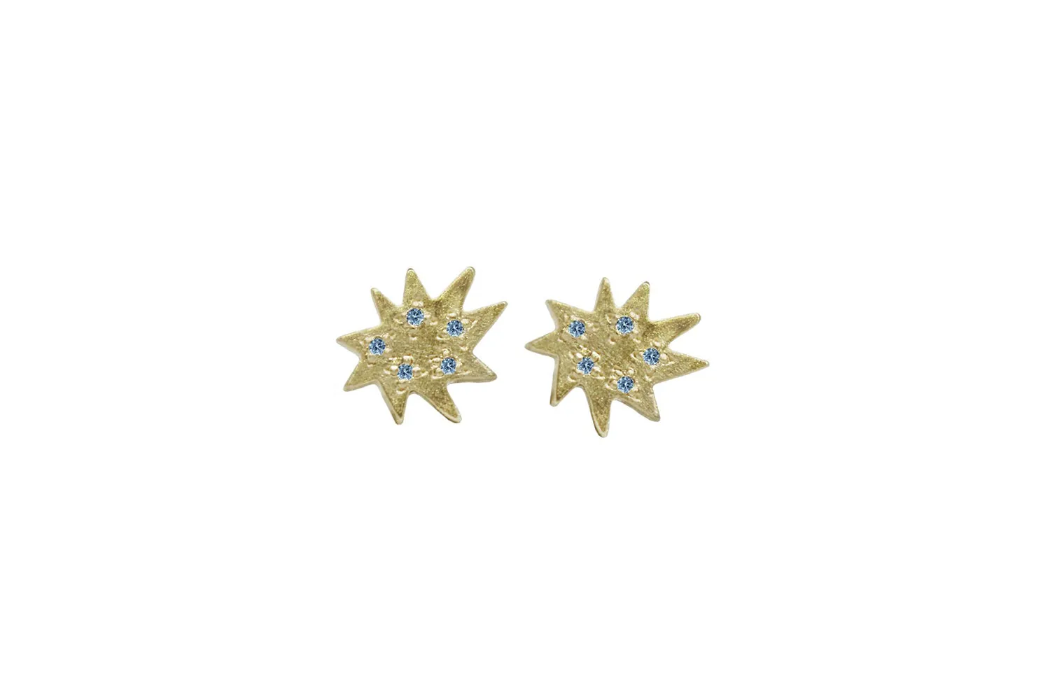 Mini Stella Gold Stud Earrings with Blue Topaz- Emily Kuvin