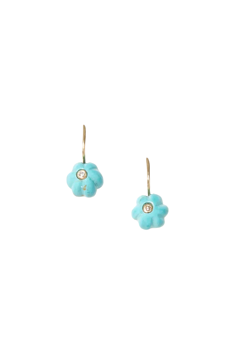 Mini Turquoise Pumpkin Earrings with Diamond