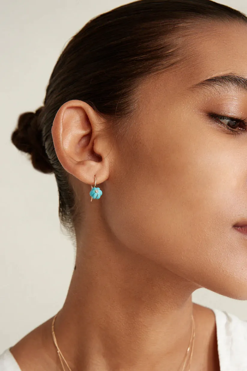 Mini Turquoise Pumpkin Earrings with Diamond