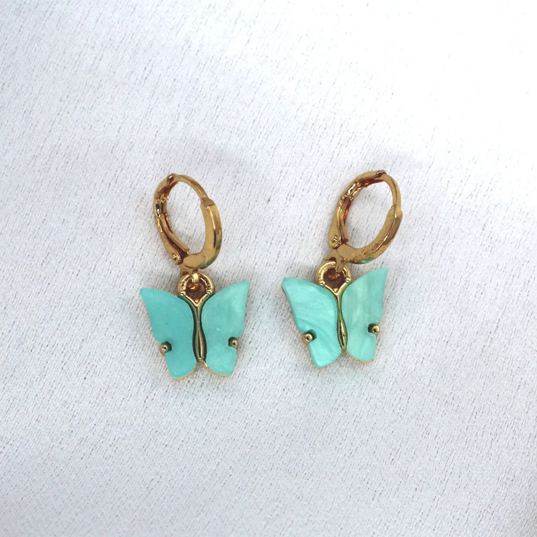 Mint Butterfly Earring Set