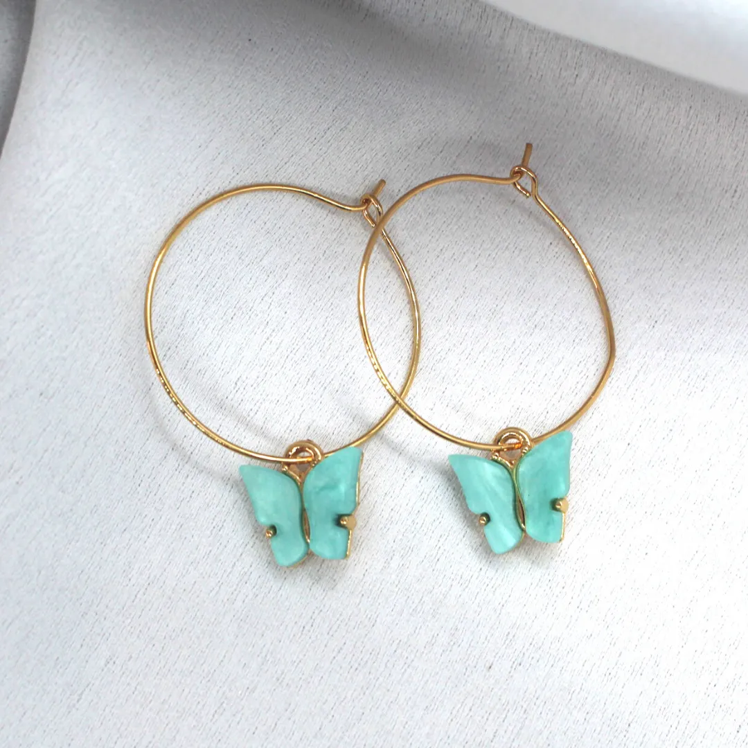 Mint Butterfly Earring Set