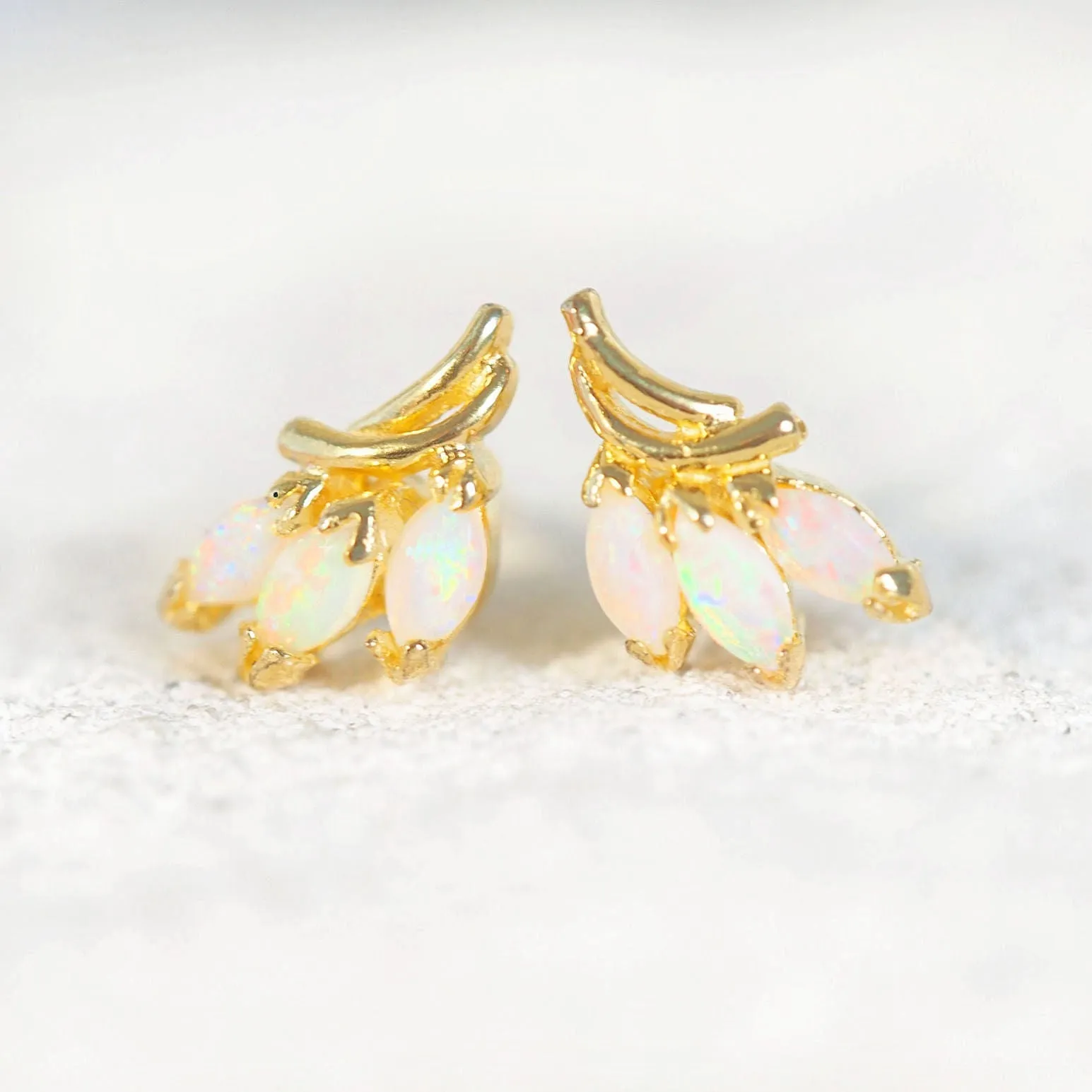 'Mira' Crystal Opal Earrings Gold Plated Silver