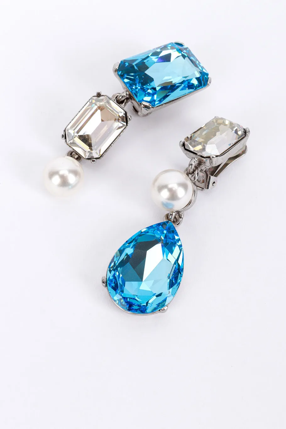 Mismatched Aquamarine Crystal Drop Earrings