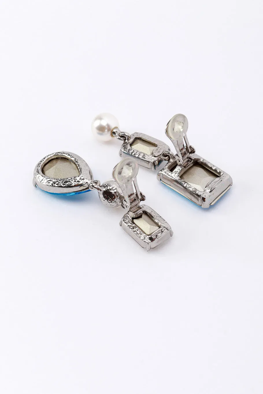 Mismatched Aquamarine Crystal Drop Earrings