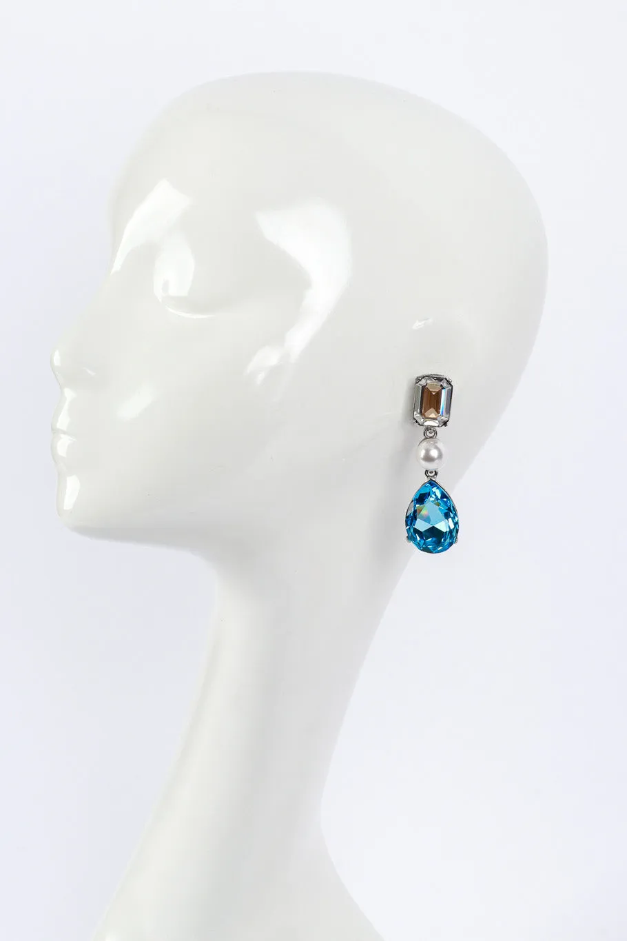 Mismatched Aquamarine Crystal Drop Earrings