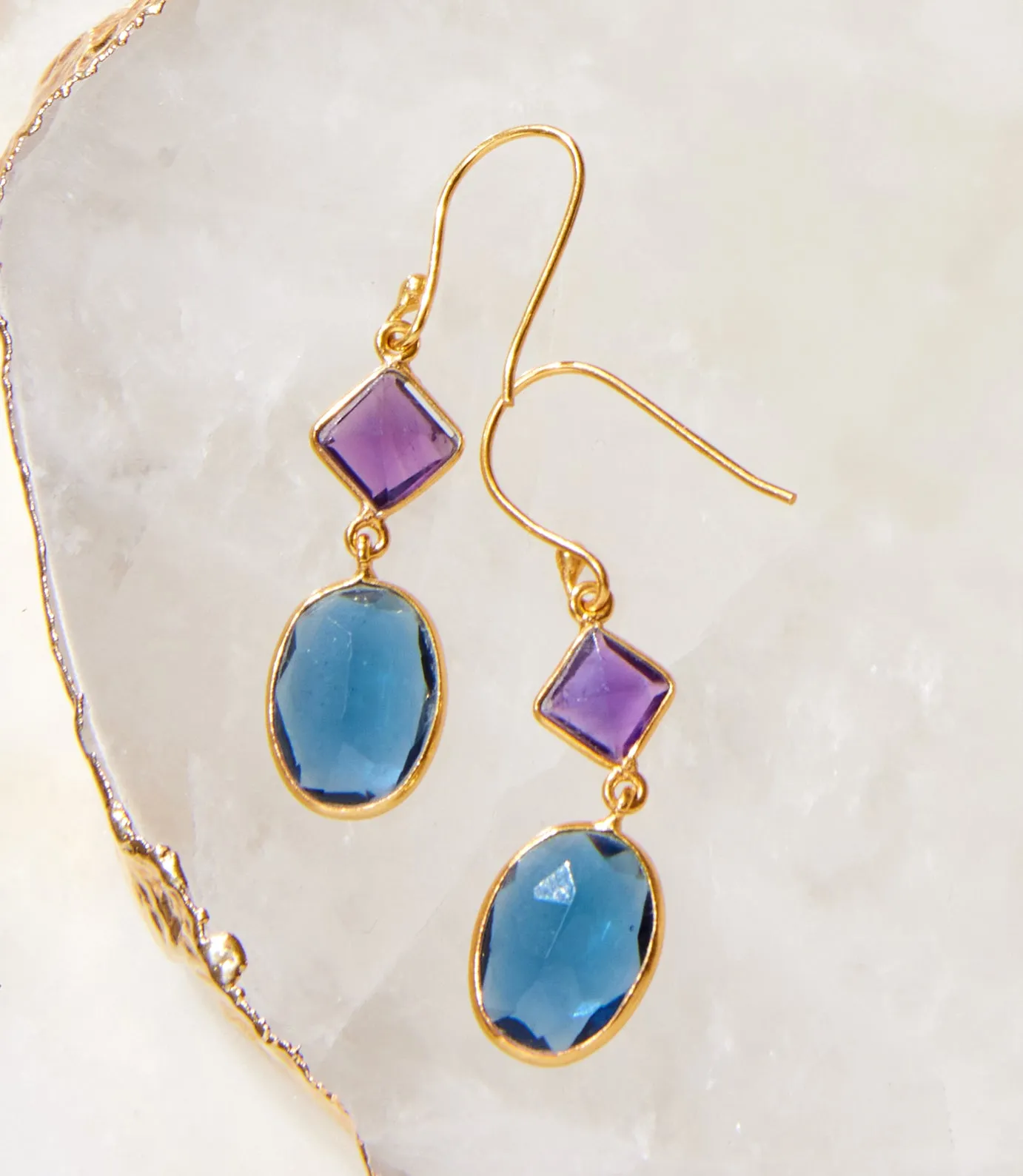 Mixed Gemstone Drop Earrings