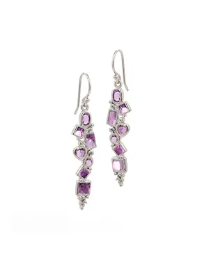 Mixed Geometry Amethyst Sterling Silver Earrings