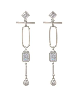 Mixte Drop Statement Earrings- Silver
