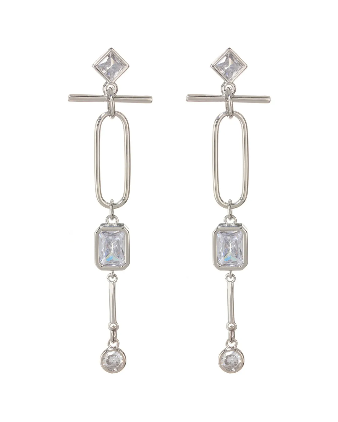 Mixte Drop Statement Earrings- Silver