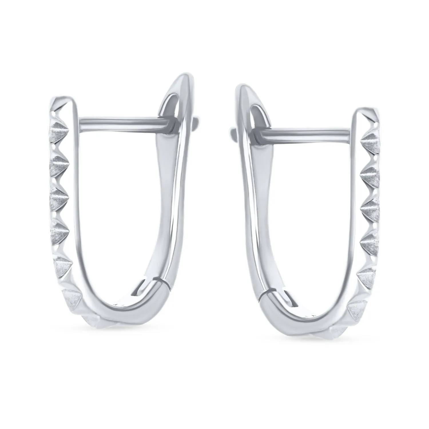 Modern Geometric Mini Spike Hoop Huggie Earrings 14K Gold Plated Sterling Silver