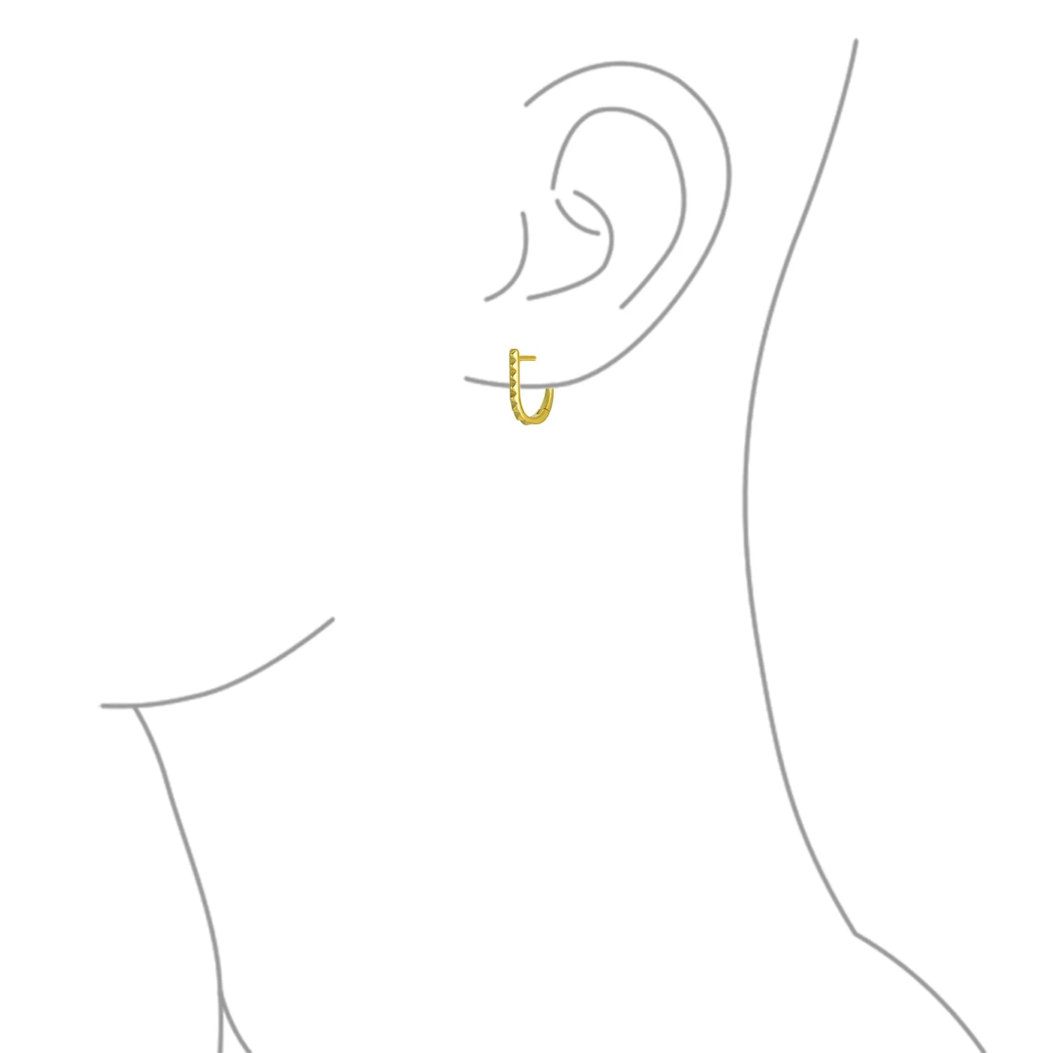 Modern Geometric Mini Spike Hoop Huggie Earrings 14K Gold Plated Sterling Silver