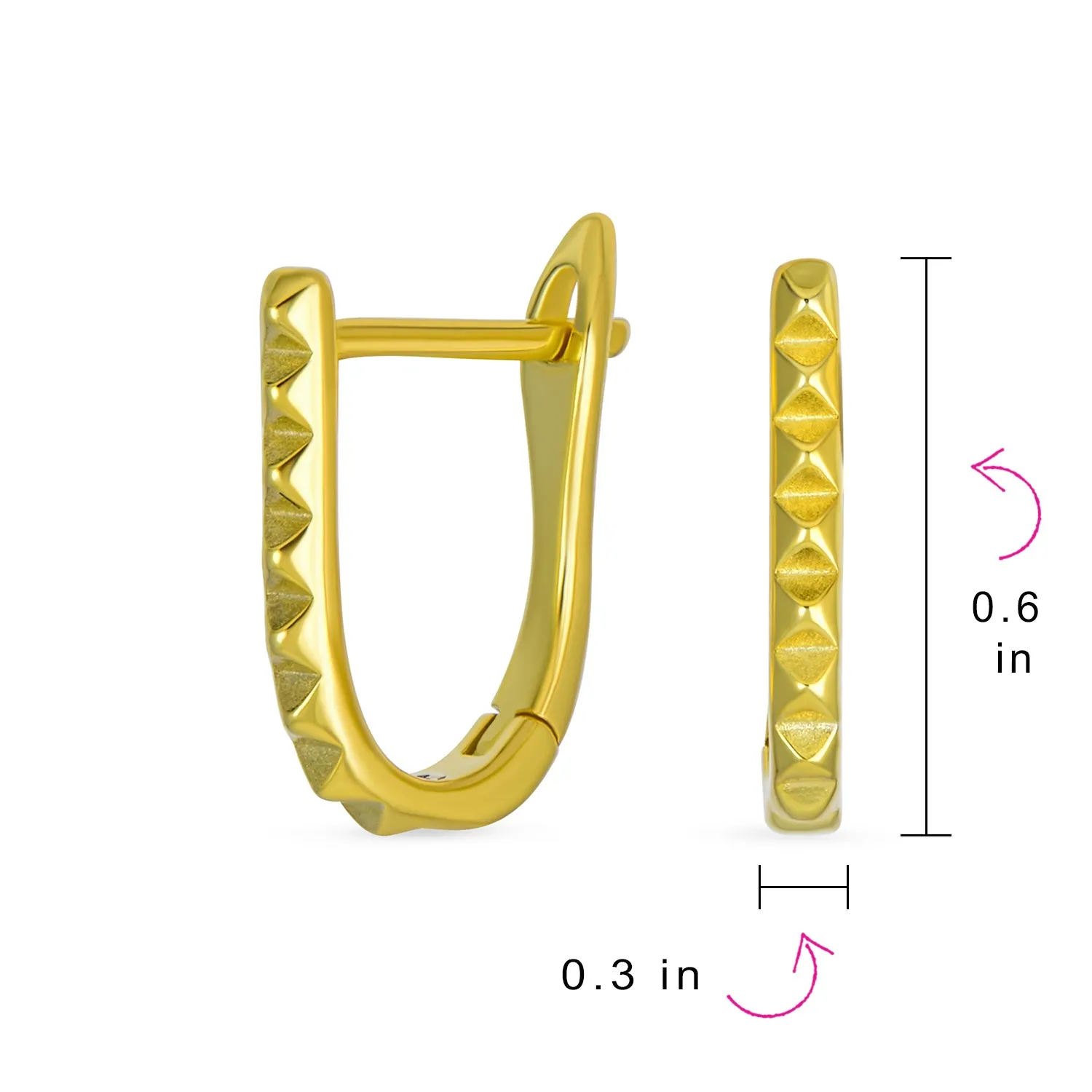 Modern Geometric Mini Spike Hoop Huggie Earrings 14K Gold Plated Sterling Silver