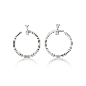 MONICA RICH KOSANN STERLING SILVER MIXED CUT WHITE SAPPHIRE HOOP EARRINGS