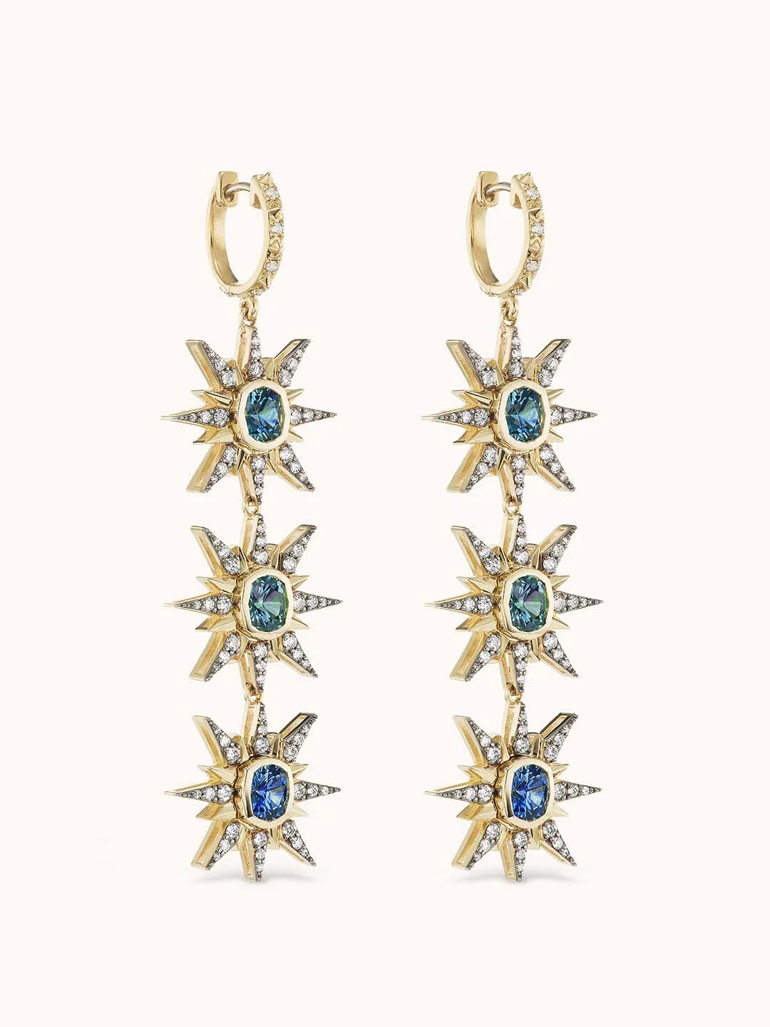 Montana Sapphire Triple Starburst Earrings
