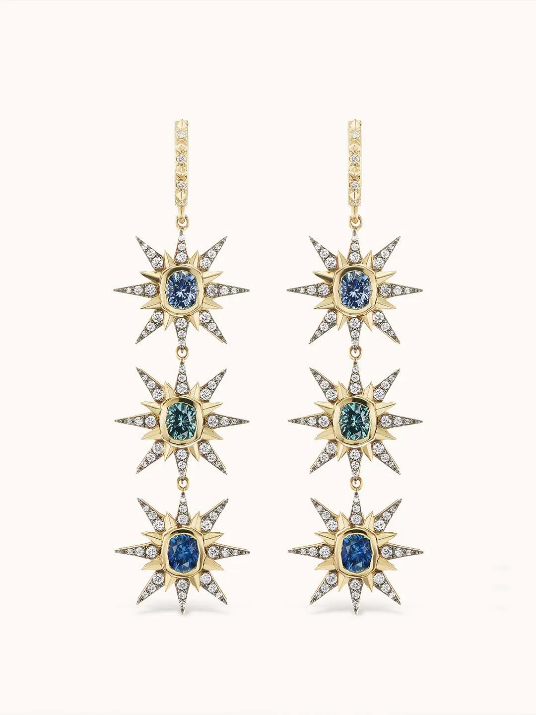 Montana Sapphire Triple Starburst Earrings