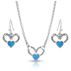 Montana Silversmiths Horseshoes on My Opal Heart Jewelry Set