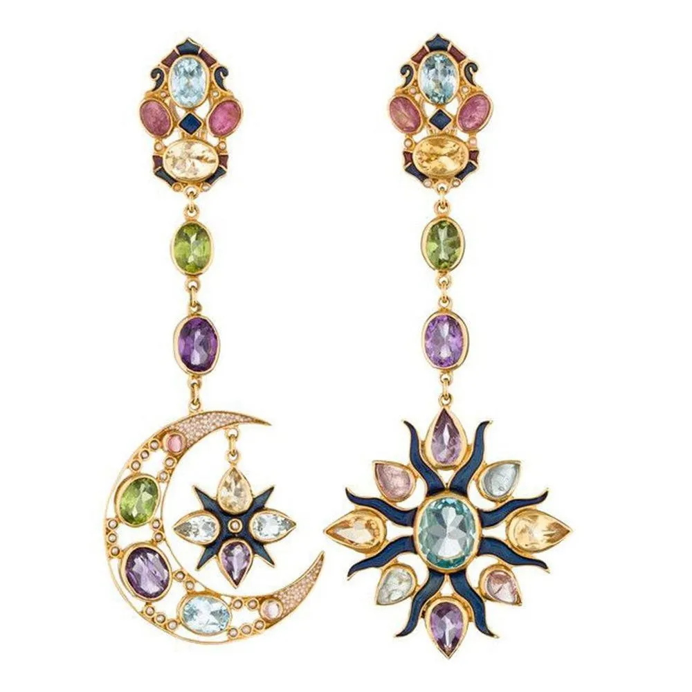 Moon and Sun Chandelier Earrings