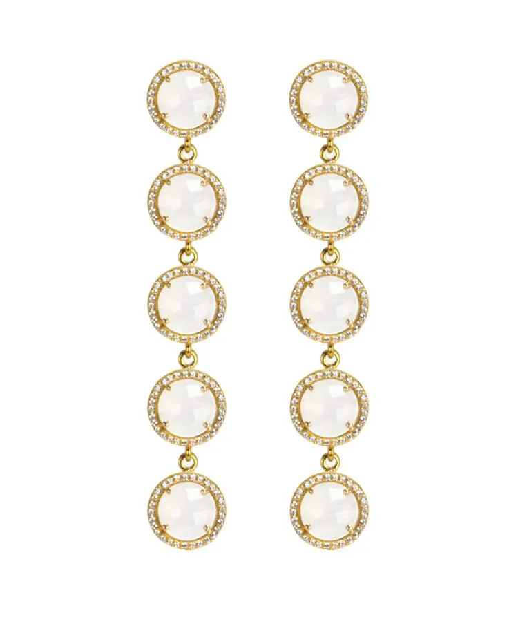 Moonstone 5-Stud Drop Earrings
