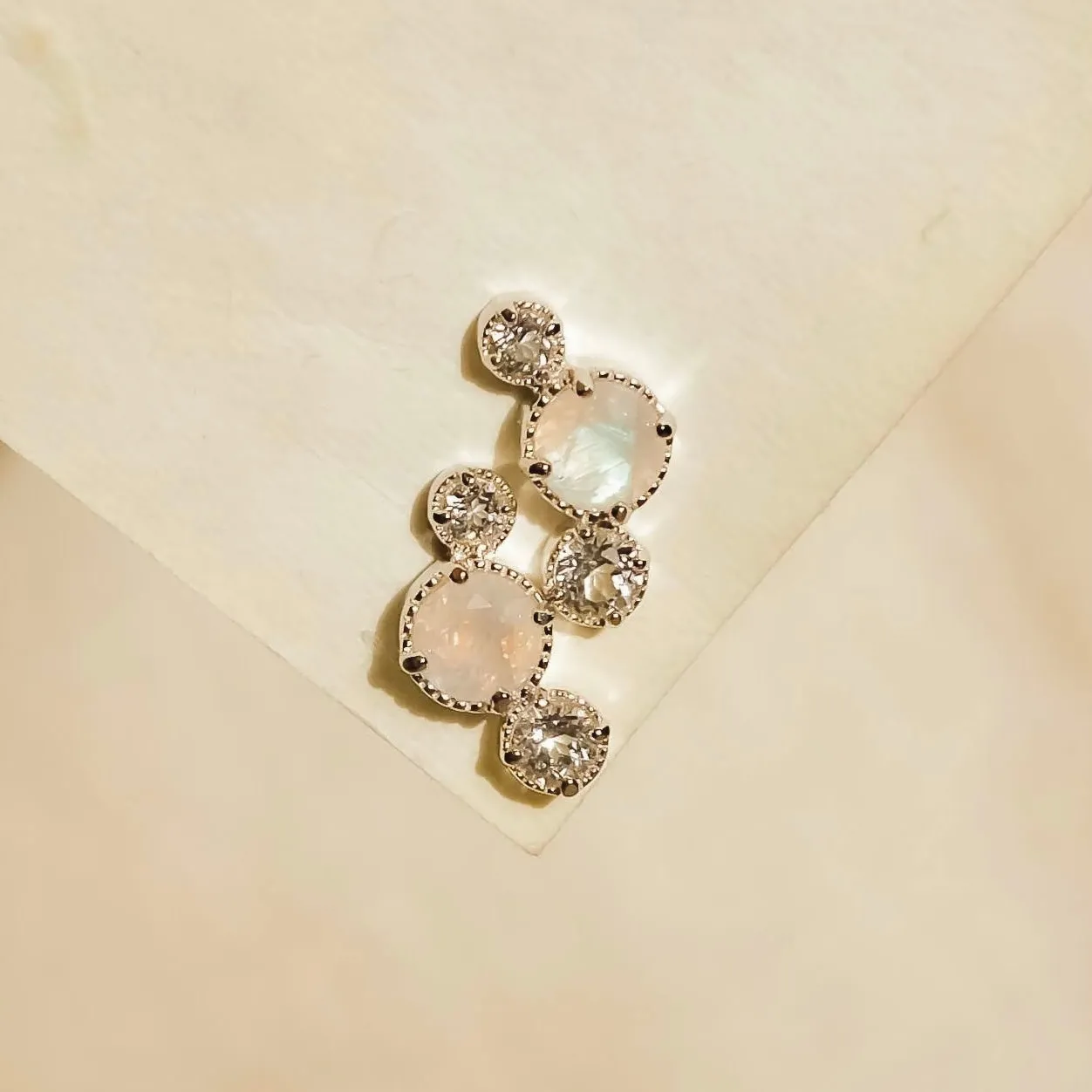 Moonstone & Topaz Ear Climbers