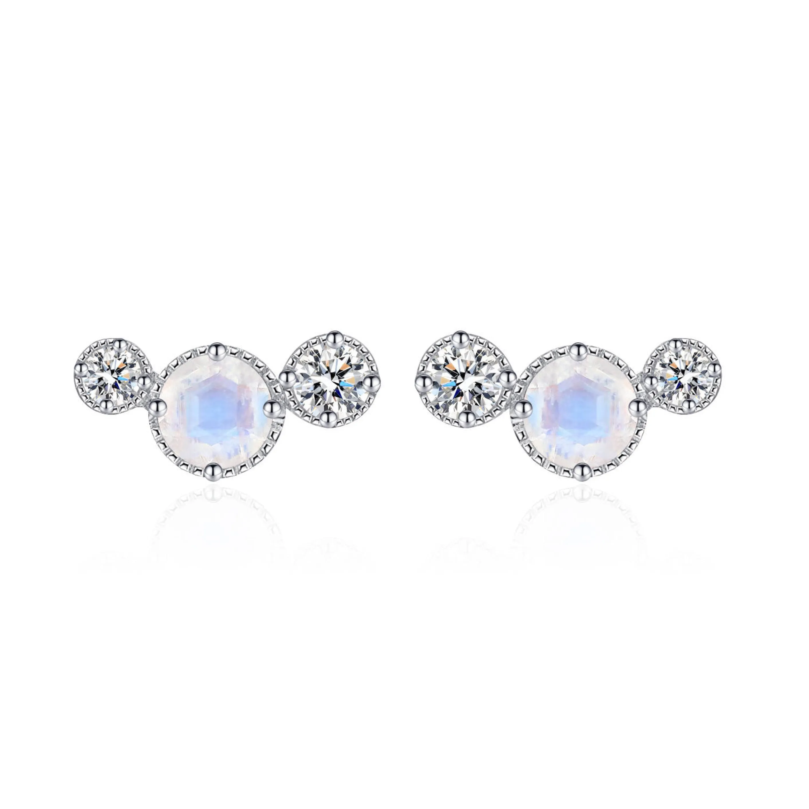 Moonstone & Topaz Ear Climbers