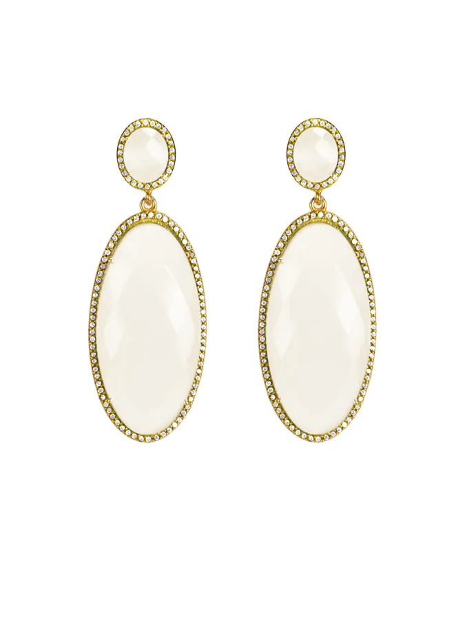 Moonstone Oval Drop Earrings