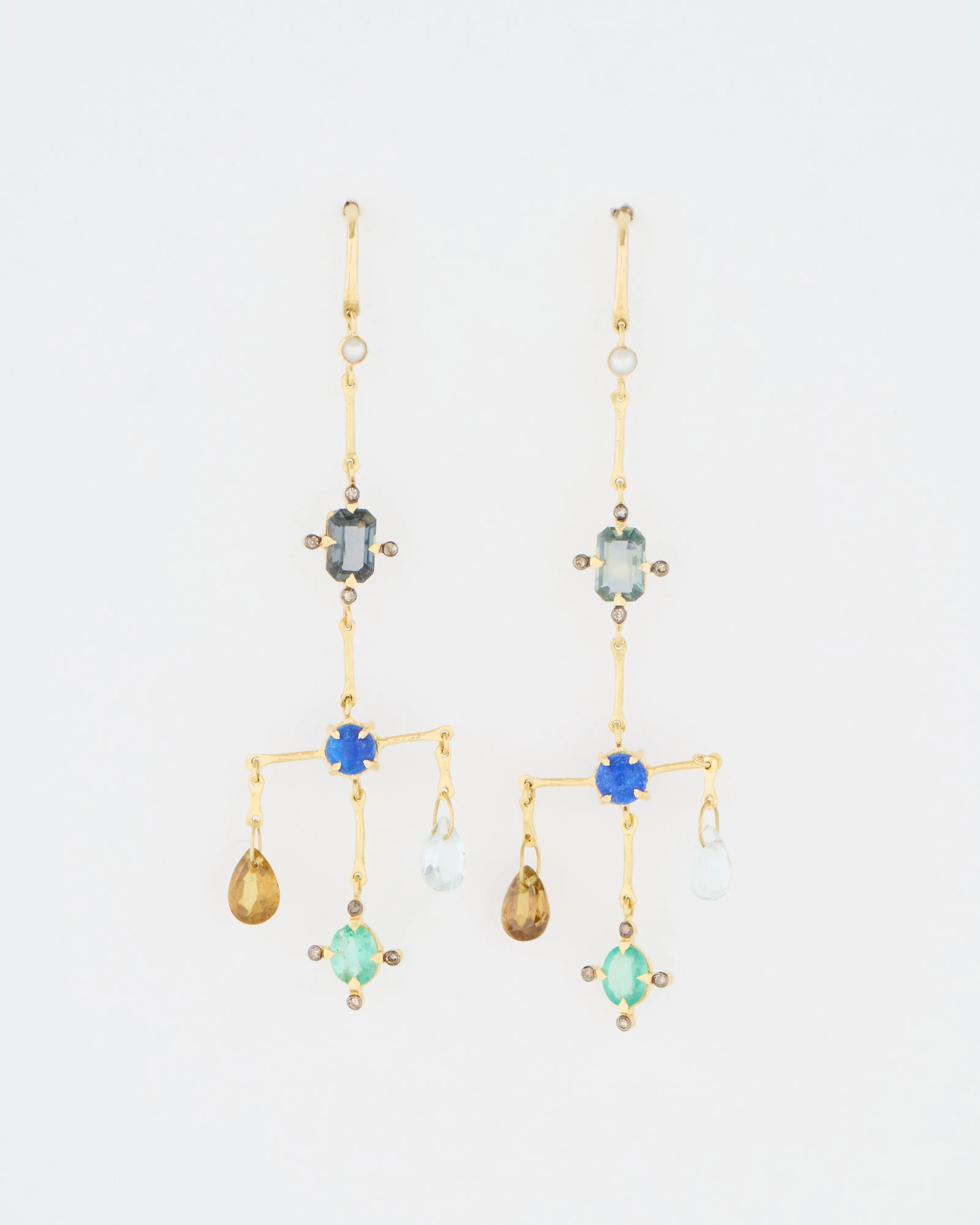 multi-stone chandelier earrings