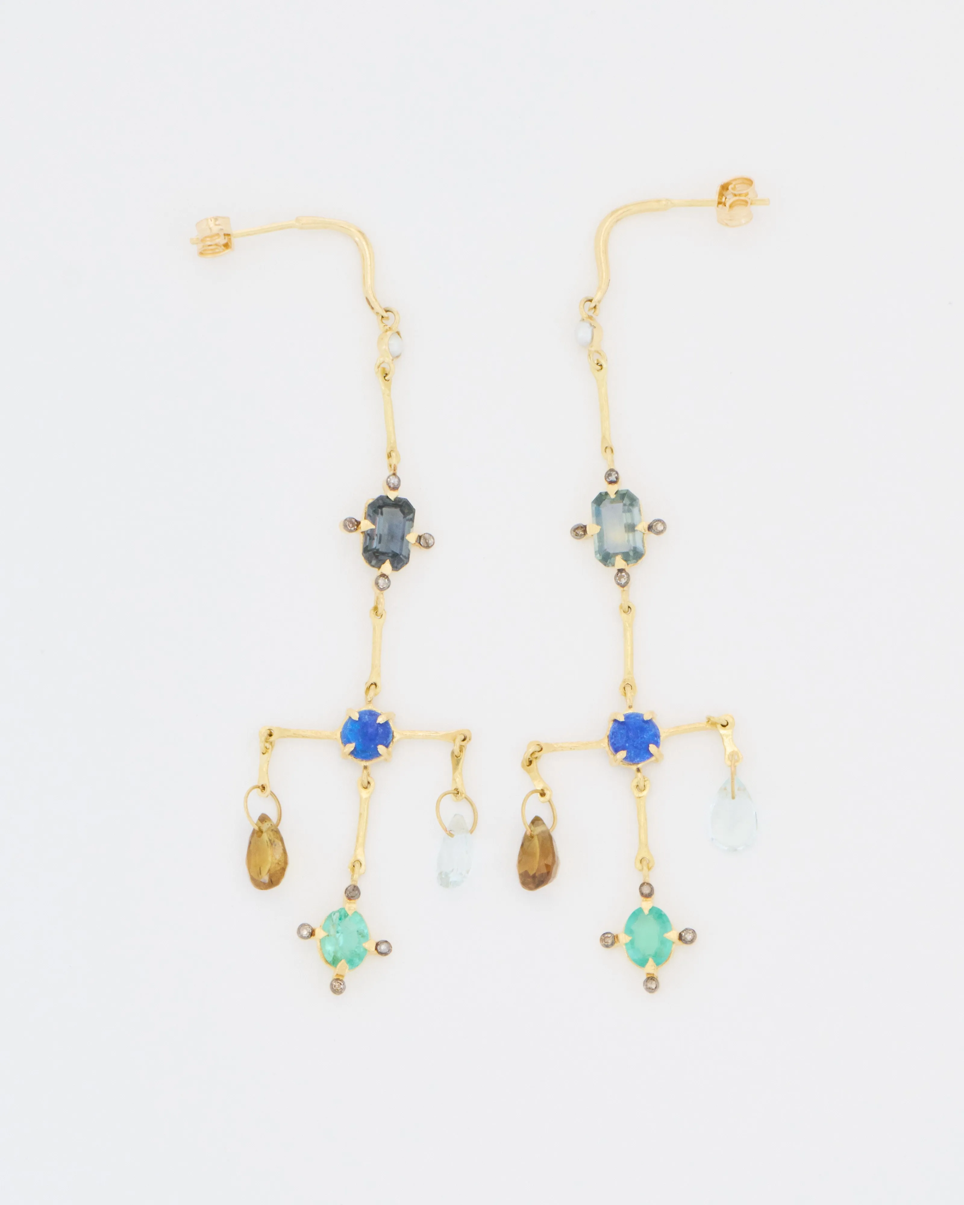 multi-stone chandelier earrings