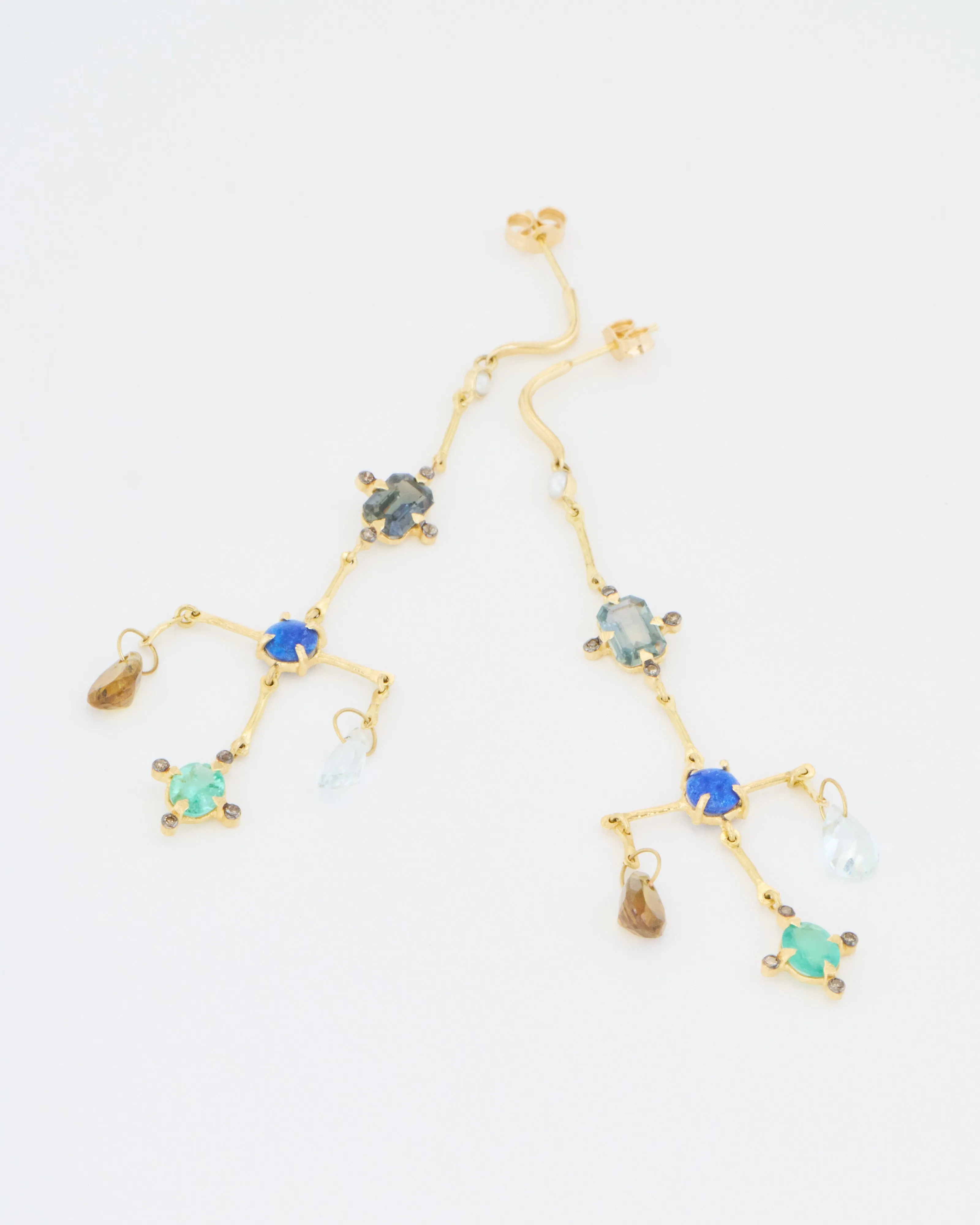 multi-stone chandelier earrings