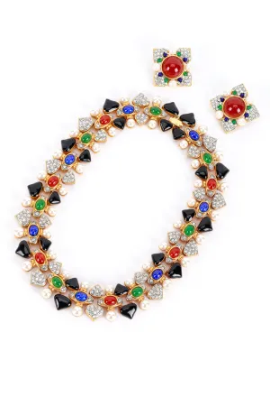 Multi-stone Collar Necklace & Earring Set