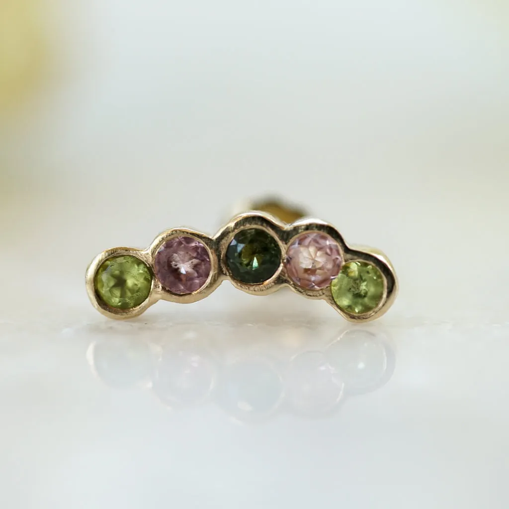 Multicolor Sapphire ear climber gold earring