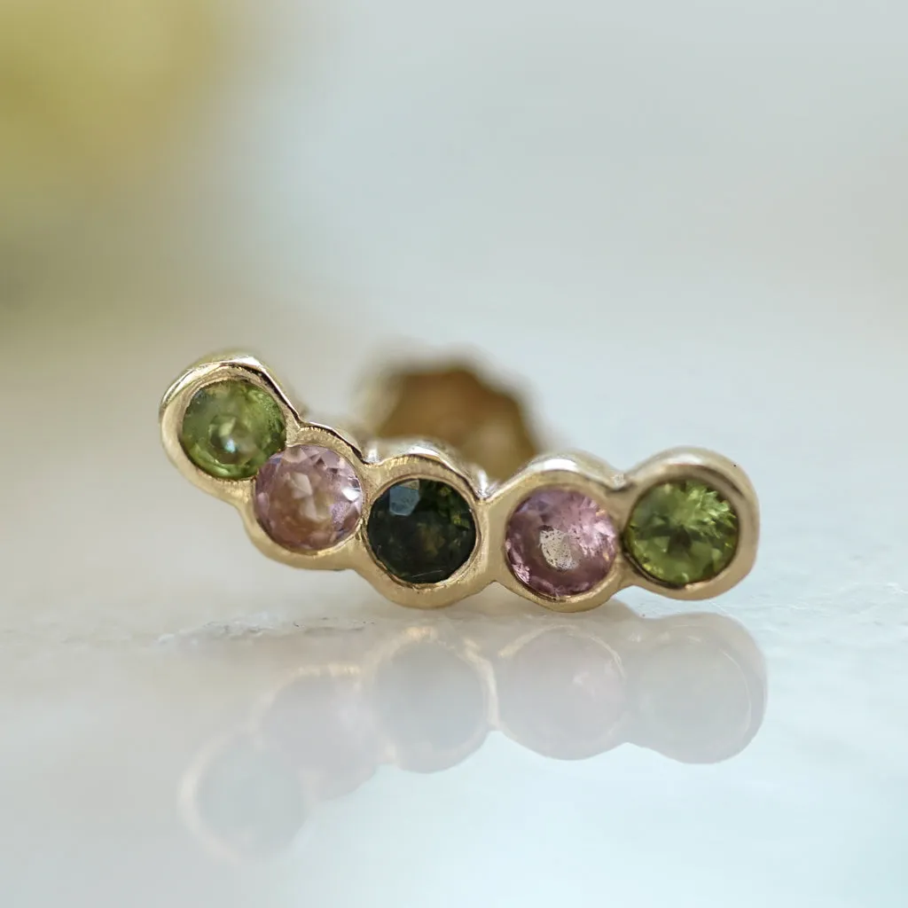 Multicolor Sapphire ear climber gold earring