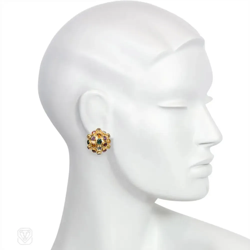 Multigem sputnik clip earrings. H. Stern