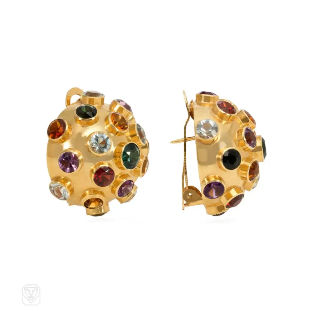 Multigem sputnik clip earrings. H. Stern