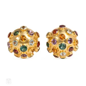 Multigem sputnik clip earrings. H. Stern