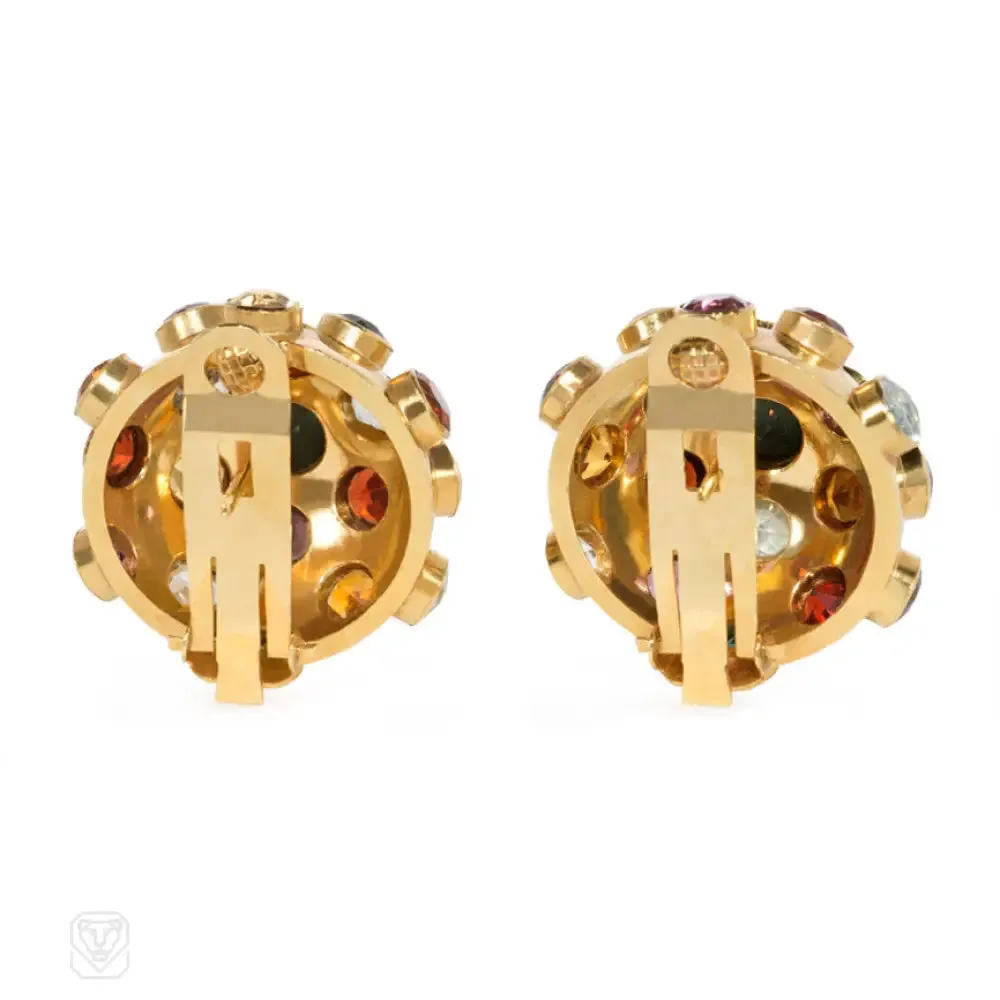 Multigem sputnik clip earrings. H. Stern