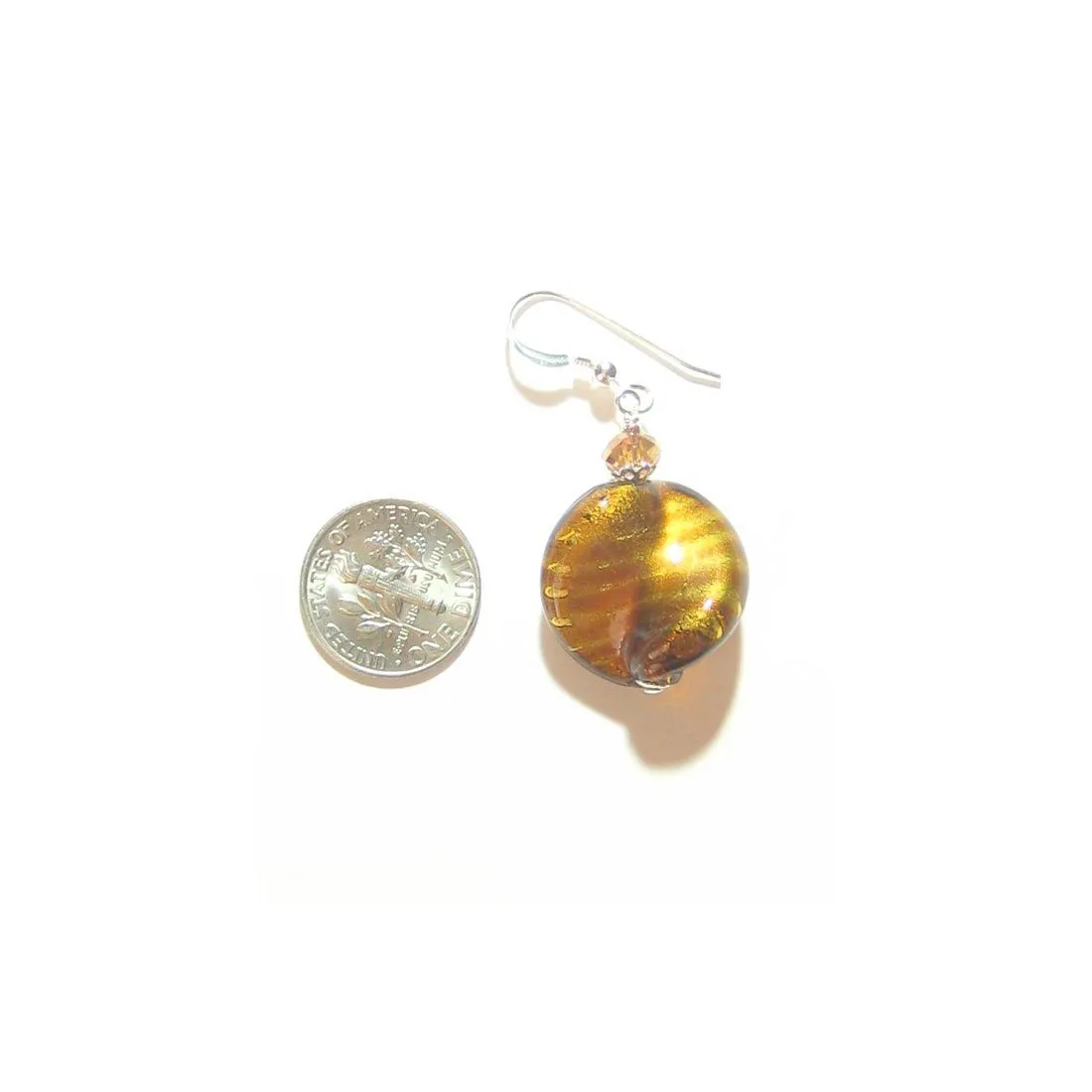 Murano Glass Large Topaz Twist Sterling Silver Earrings, Venetian Jewelry