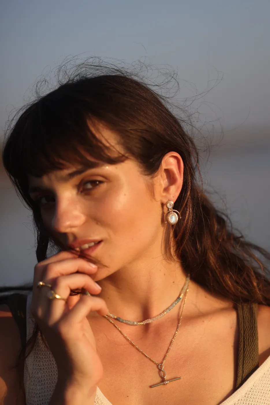 Muse Moonstone Gold Earrings