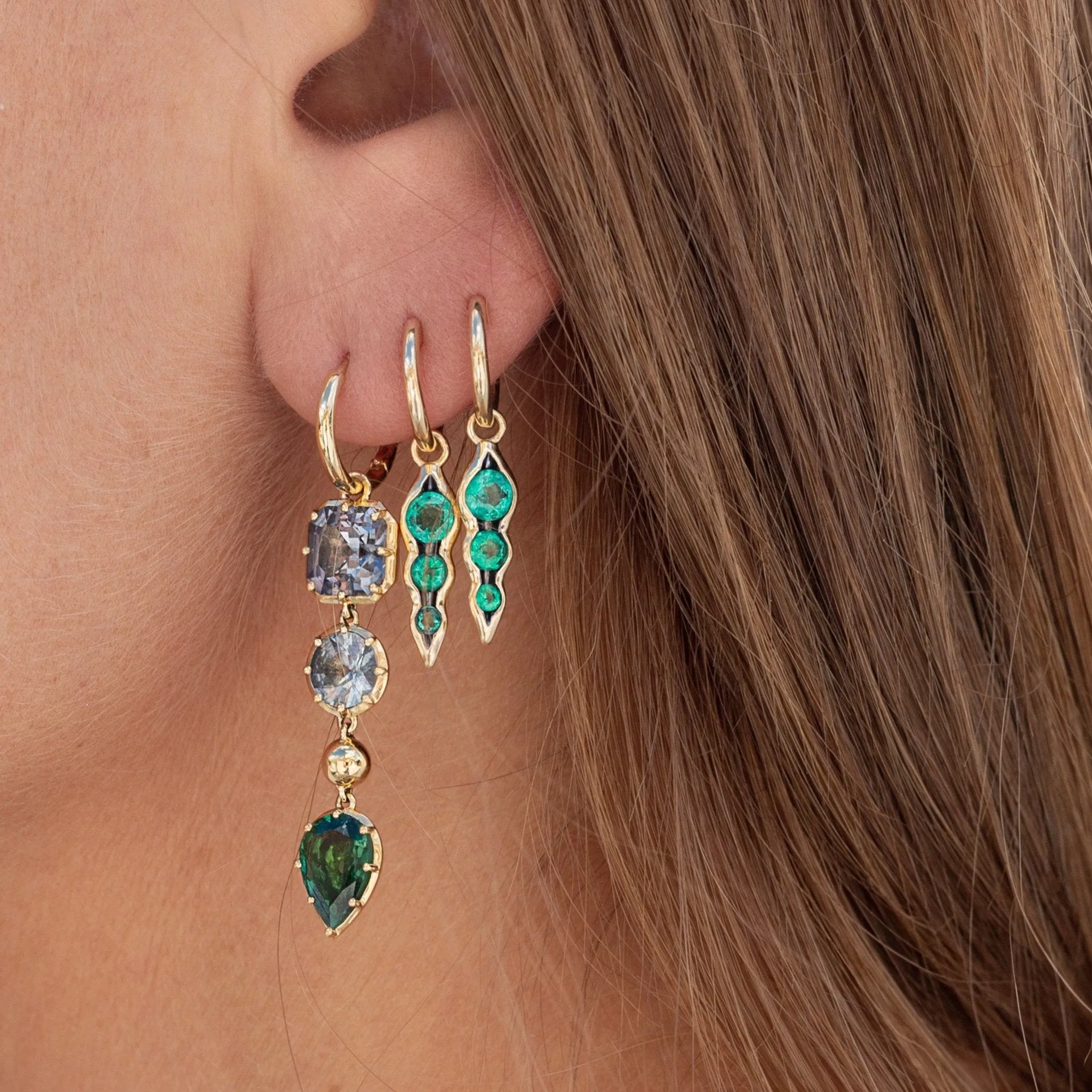 Myer Triple Tsavorite Drop Earrings
