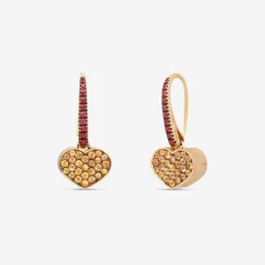 Nanis 18K Yellow Gold Orange & Red Sapphire Drop Earrings OS6-506