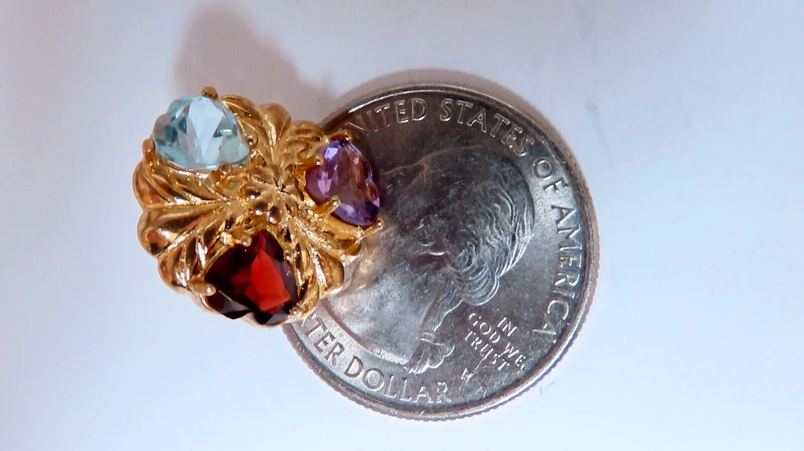 Natural 5ct Amethyst Topaz Garnet Earrings 14 Karat gold