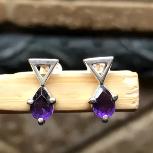 Natural Amethyst 925 Sterling Silver Stud Earrings 8mm