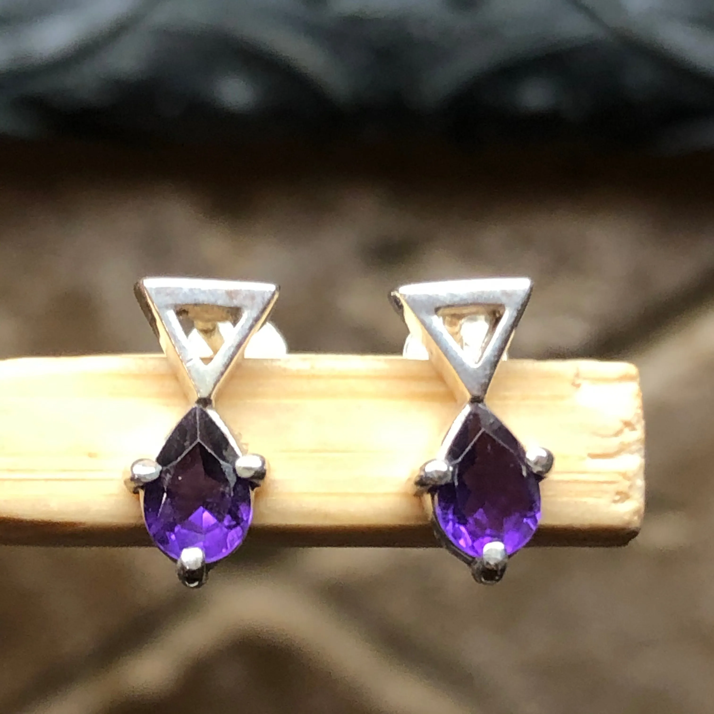 Natural Amethyst 925 Sterling Silver Stud Earrings 8mm