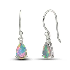 Natural Ethiopian Opal 925 Solid Sterling Silver Earrings 20mm