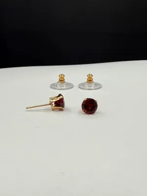 Natural Garnet 14K Yellow Gold Earrings