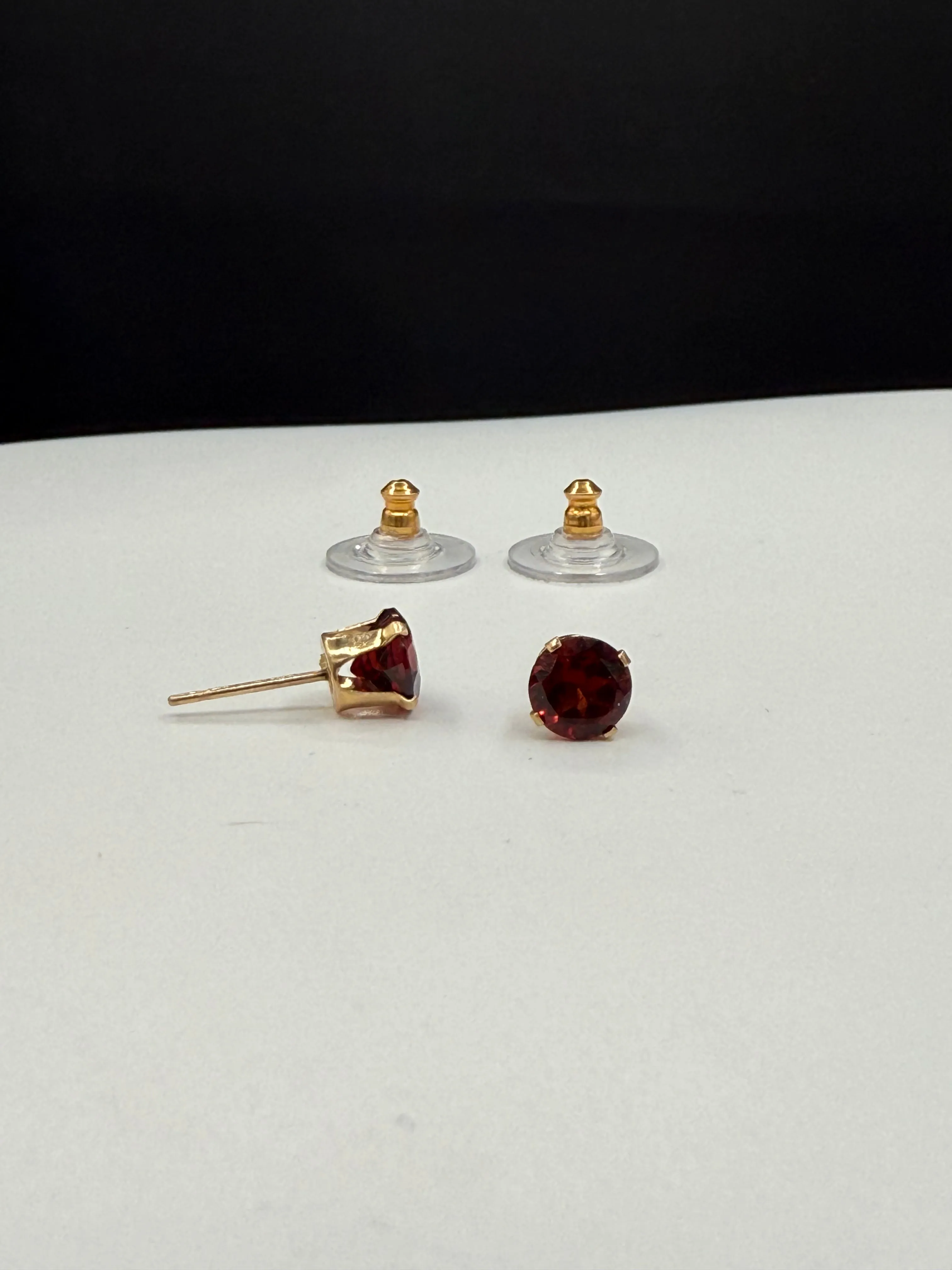 Natural Garnet 14K Yellow Gold Earrings
