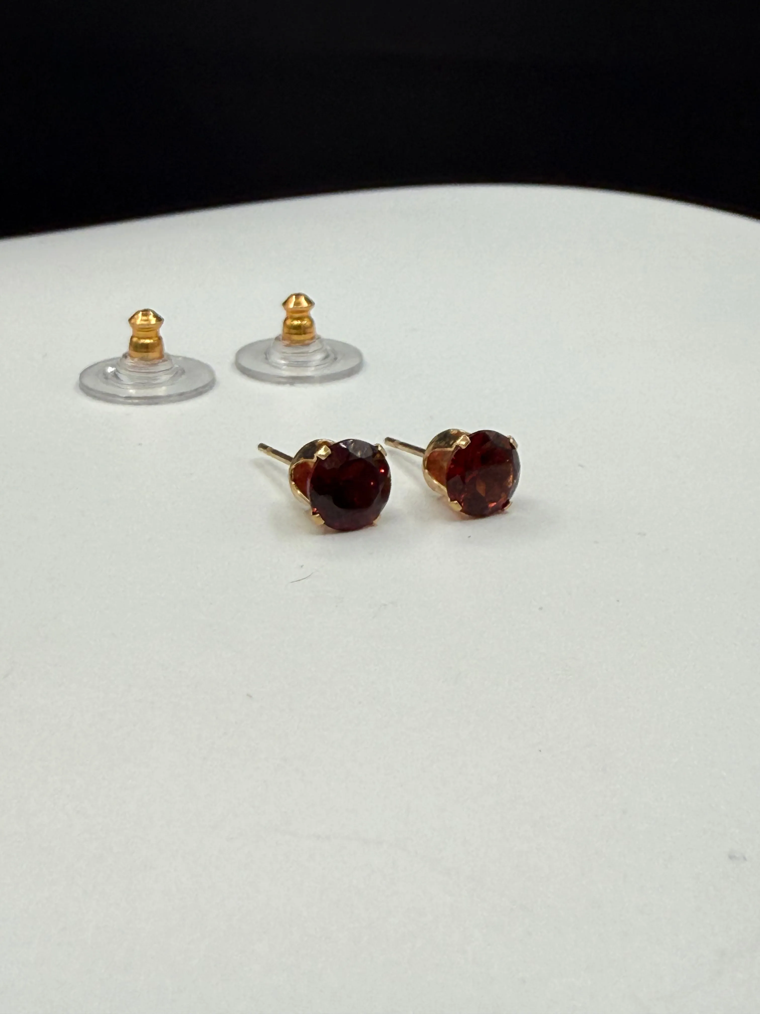 Natural Garnet 14K Yellow Gold Earrings