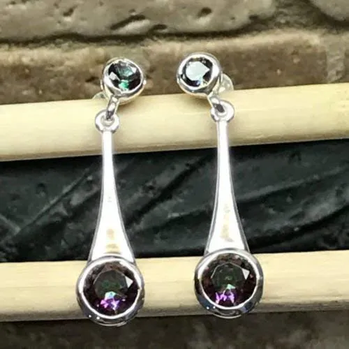 Natural Iolite 925 Solid Sterling Silver Earrings 25mm